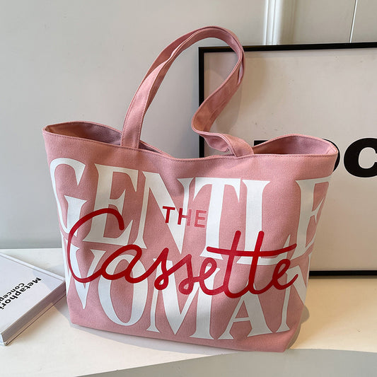 Letter Printed Totes Fashion Large Capacity Canvas Bags Women's Handbag Cute Sweet Shoulder Bag